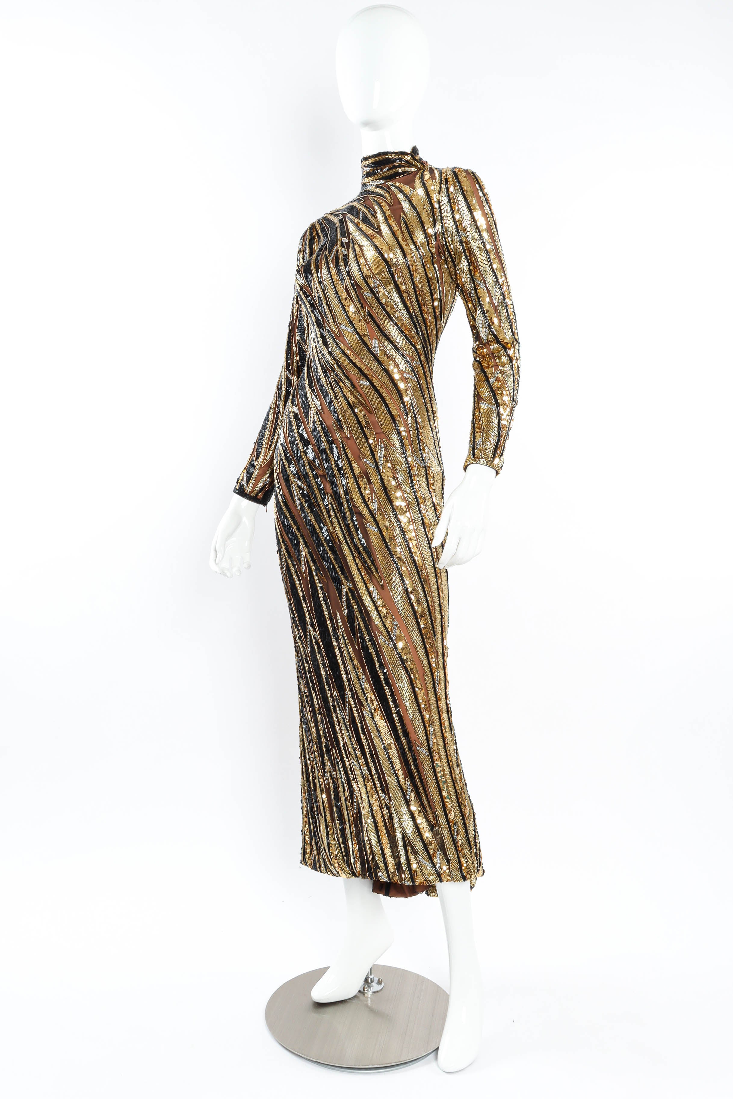 Vintage Bob Mackie Moody Glam Beaded & Sequin Dress mannequin angle @ Recess LA