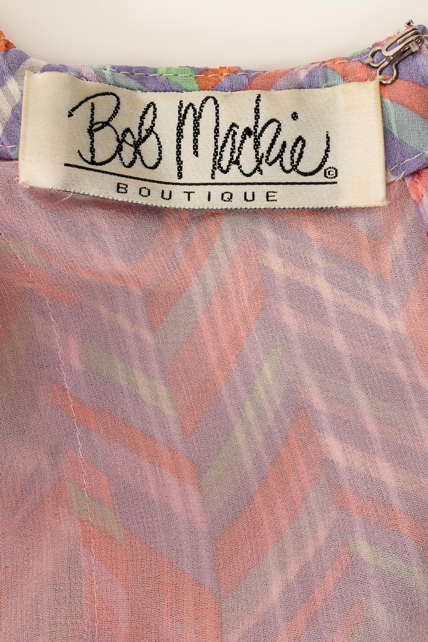 Vintage Bob Mackie Pastel Beaded Micro Chevron Gown label at Recess Los Angeleså