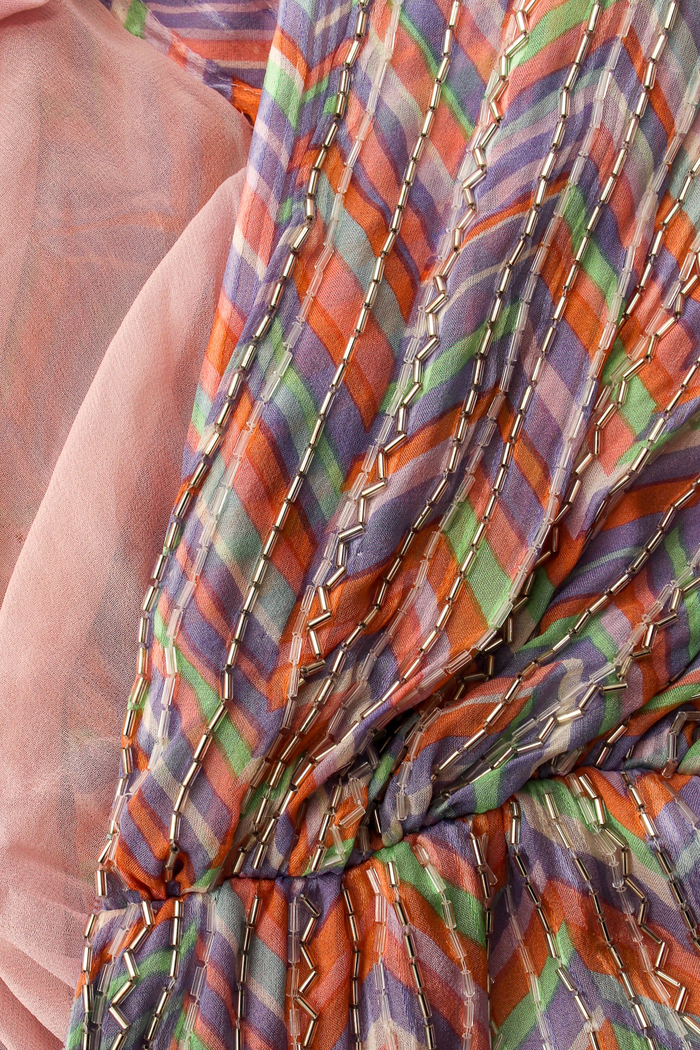 Vintage Bob Mackie Pastel Beaded Micro Chevron Gown fabric at Recess Los Angeleså
