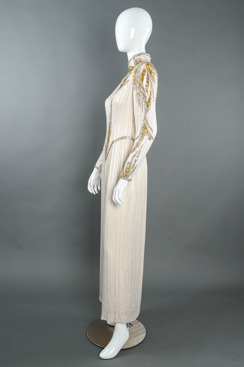 Vintage Bob Mackie Beaded Sequin Long Sleeve Dress mannequin side @ Recess LA