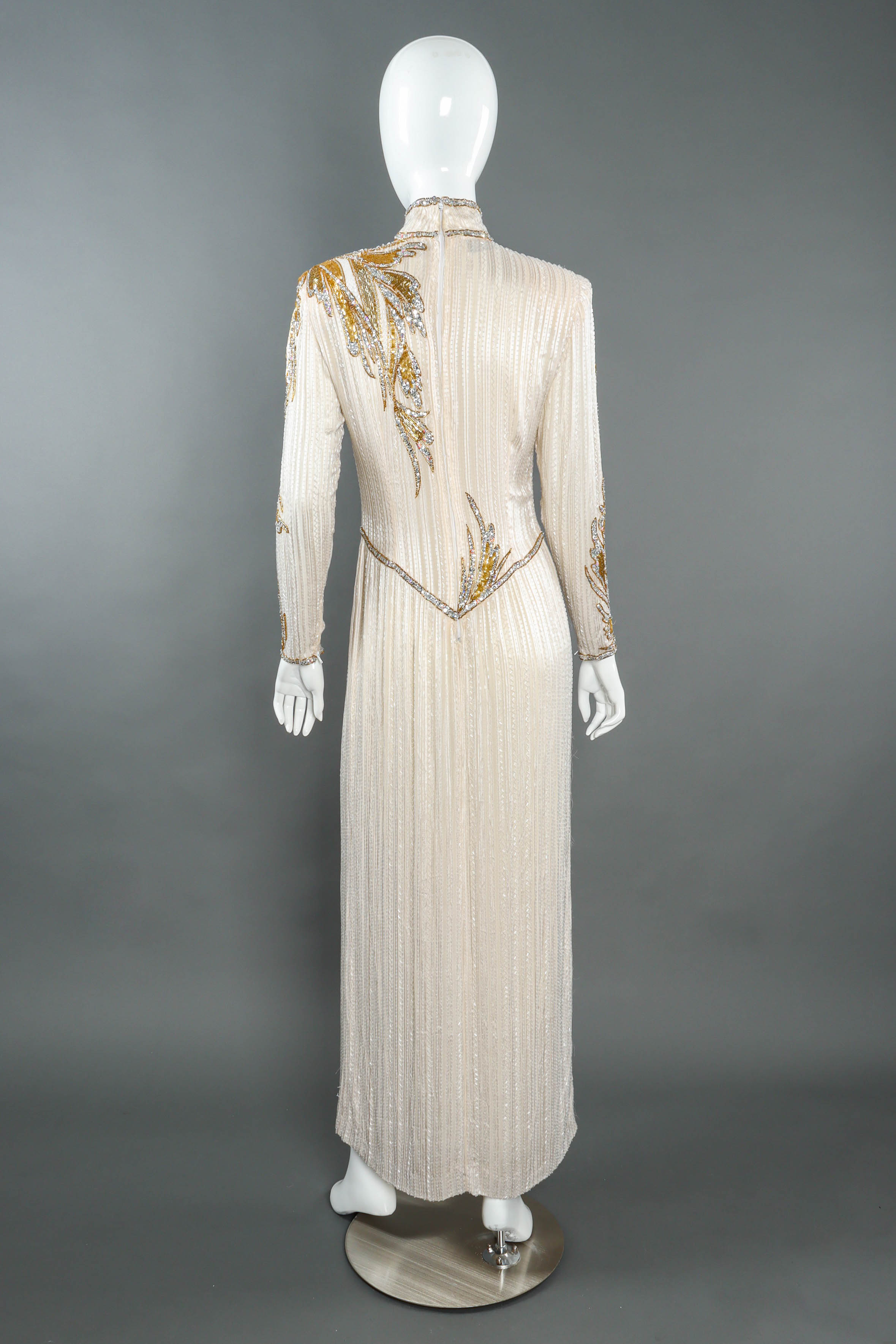 Vintage Bob Mackie Beaded Sequin Long Sleeve Dress mannequin back  @ Recess LA