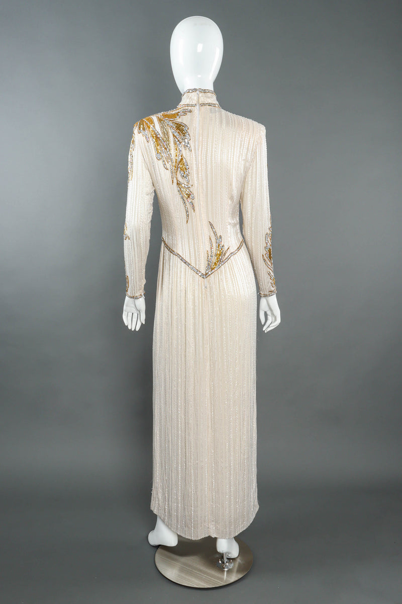 Vintage Bob Mackie Beaded Sequin Long Sleeve Dress mannequin back  @ Recess LA