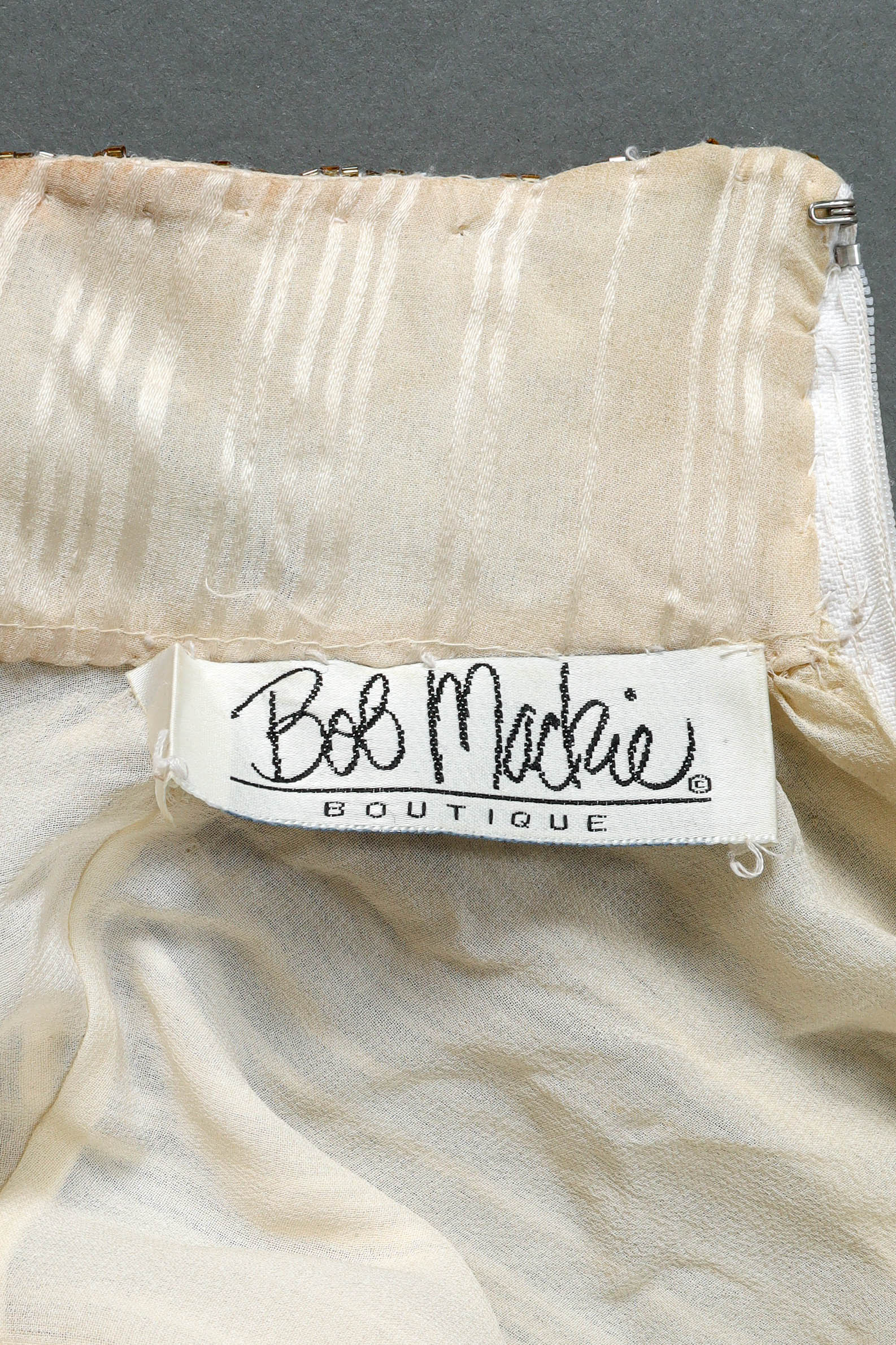 Vintage Bob Mackie Beaded Sequin Long Sleeve Dress back collar stain/label @ Recess LA