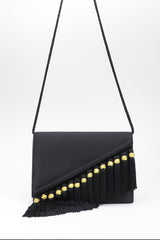 Recess Los Angeles Designer Consignment Vintage Bob Mackie Tassel Fringe Satin Clutch Bag