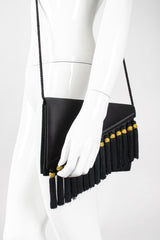 Recess Los Angeles Designer Consignment Vintage Bob Mackie Tassel Fringe Satin Clutch Bag