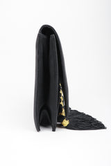 Recess Los Angeles Designer Consignment Vintage Bob Mackie Tassel Fringe Satin Clutch Bag