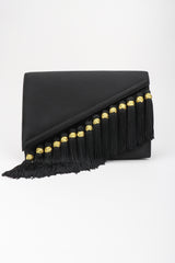 Recess Los Angeles Designer Consignment Vintage Bob Mackie Tassel Fringe Satin Clutch Bag