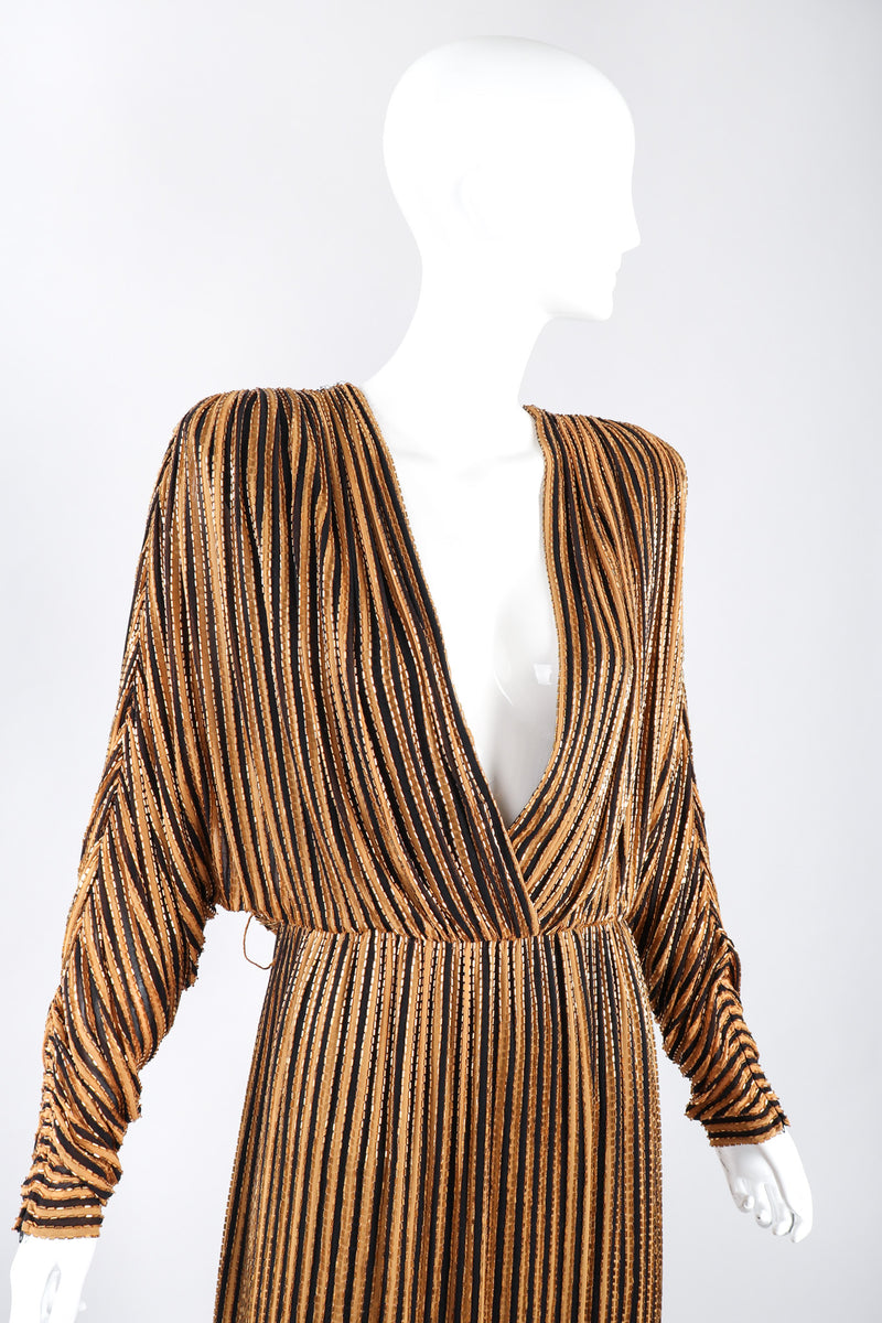Recess Los Angeles Vintage Bob Mackie Beaded Stripe Batwing Gown