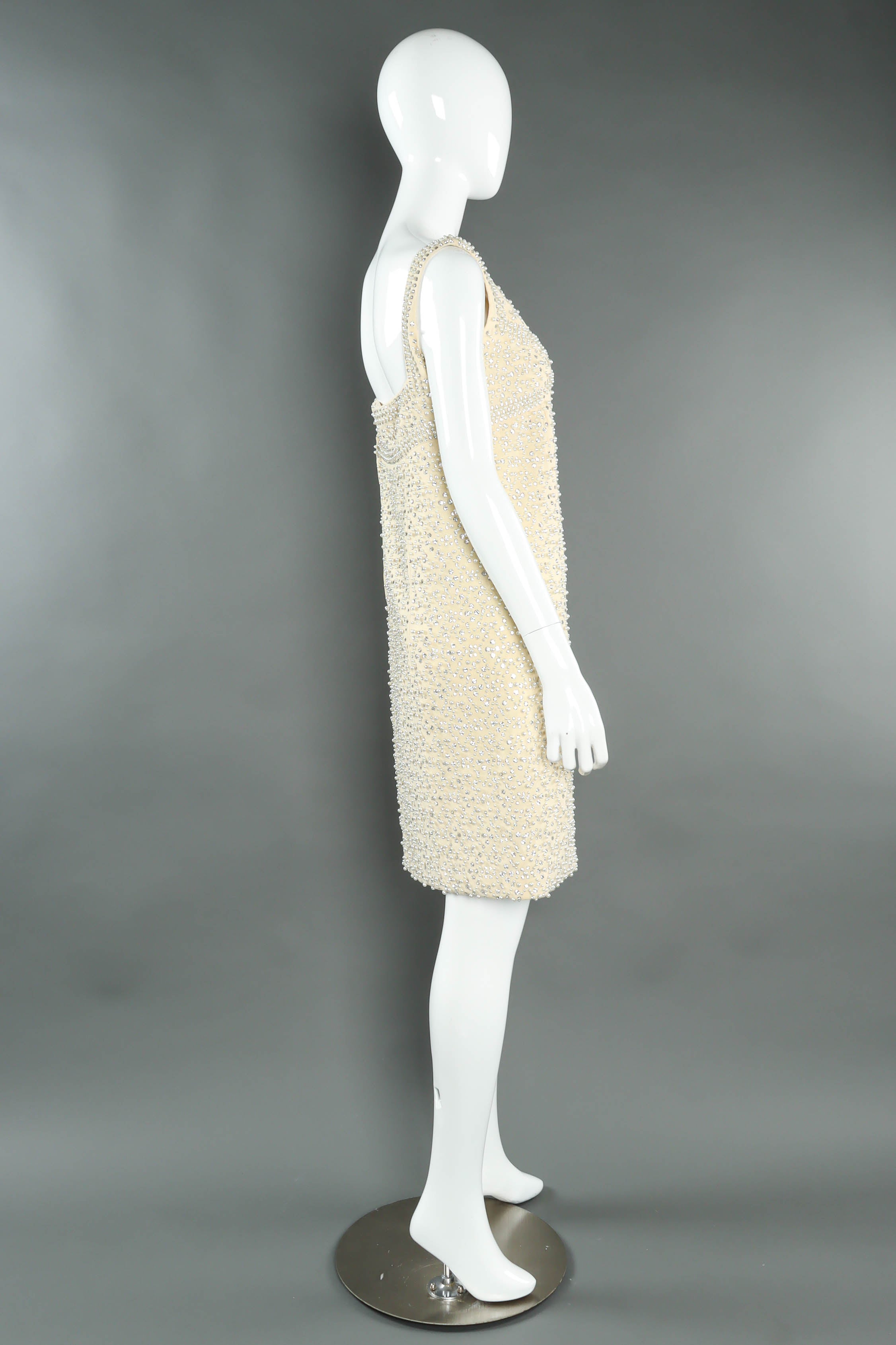 Vintage Bonwit Teller Posh Pearl & Rhinestone Dress mannequin side @ Recess LA