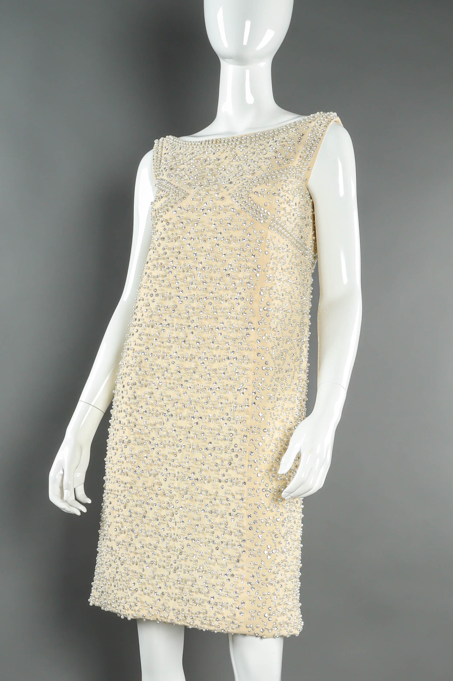 Vintage Bonwit Teller Posh Pearl & Rhinestone Dress mannequin angle @ Recess LA