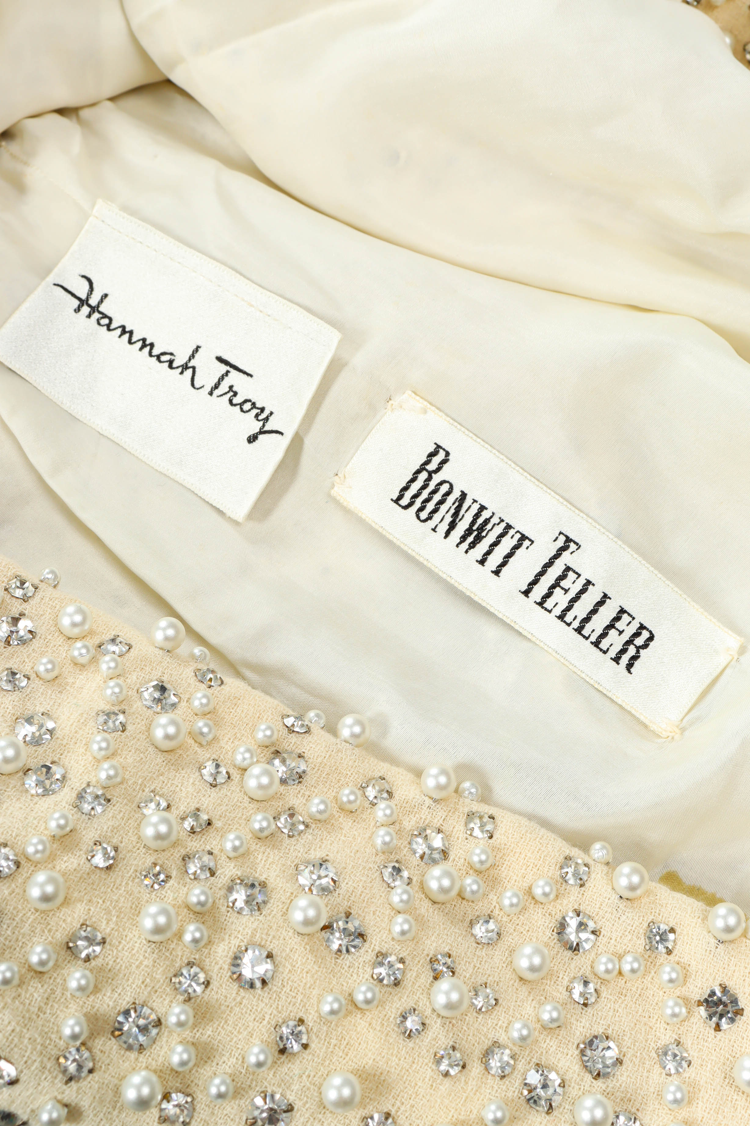 Vintage Bonwit Teller Posh Pearl & Rhinestone Dress tags @ Recess LA