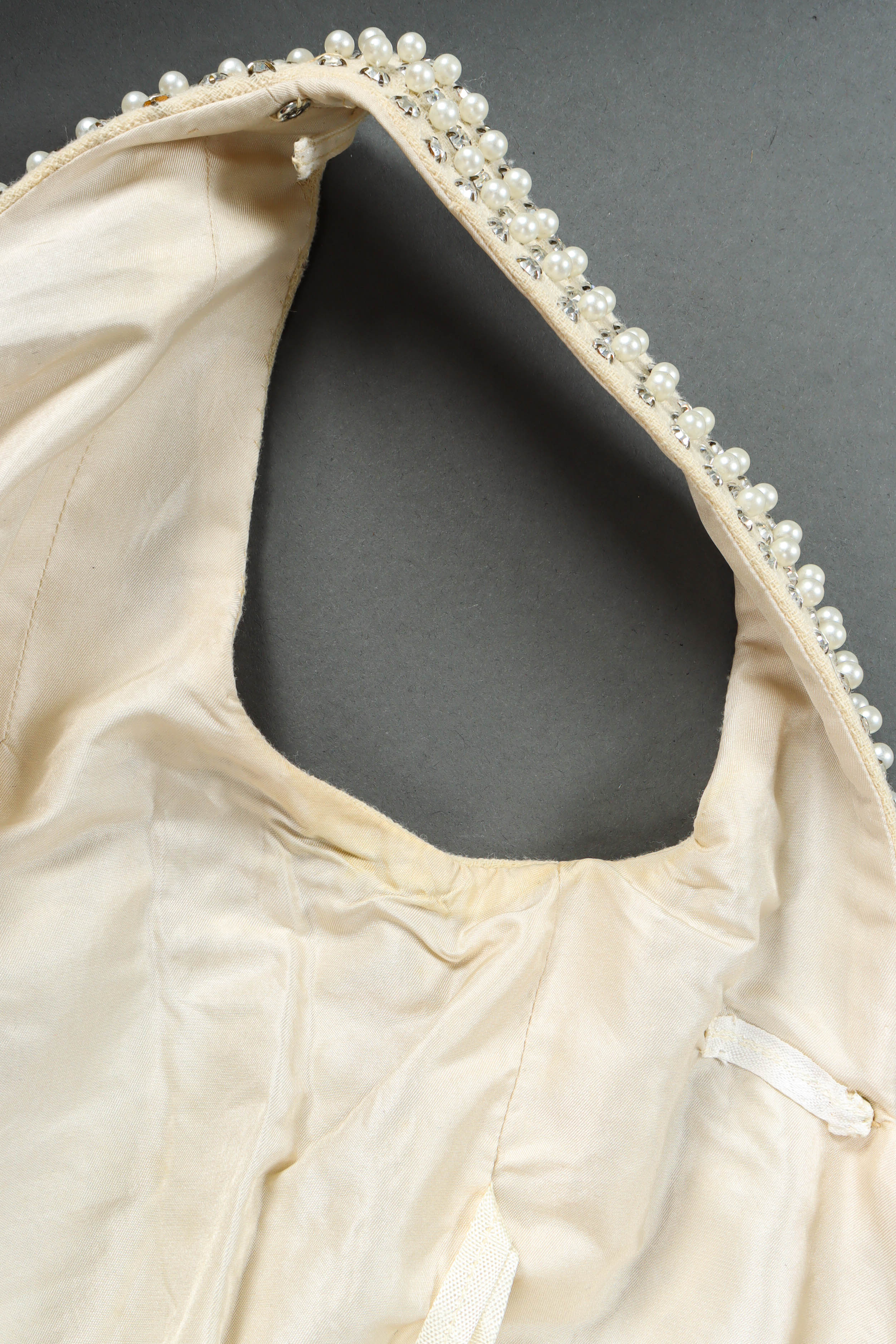 Vintage Bonwit Teller Posh Pearl & Rhinestone Dress armpit stain liner  @ Recess LA