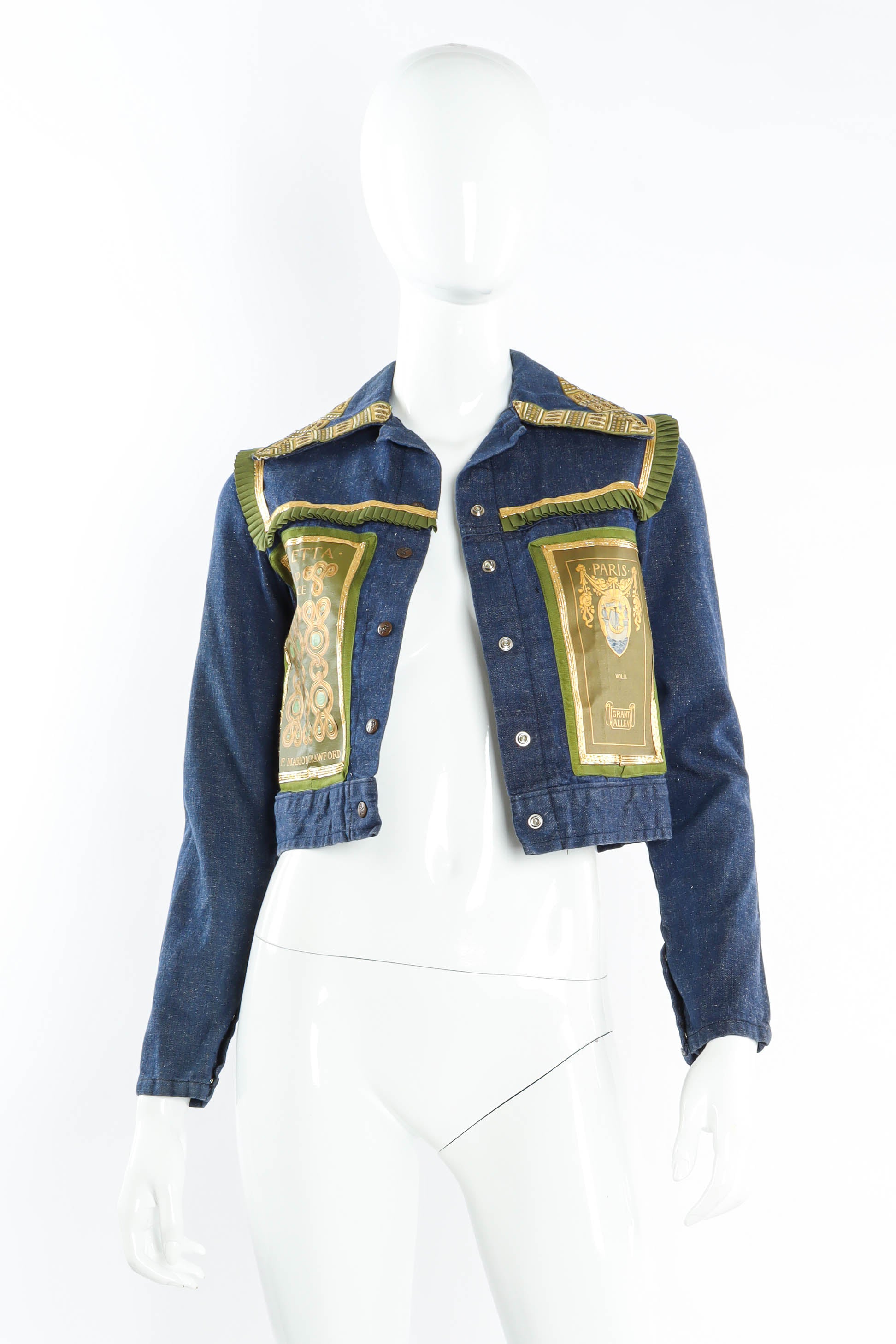 Vintage Helen Neufeld Bookjackets Key to Life Denim Jacket mannequin front @ Recess Los Angeles
