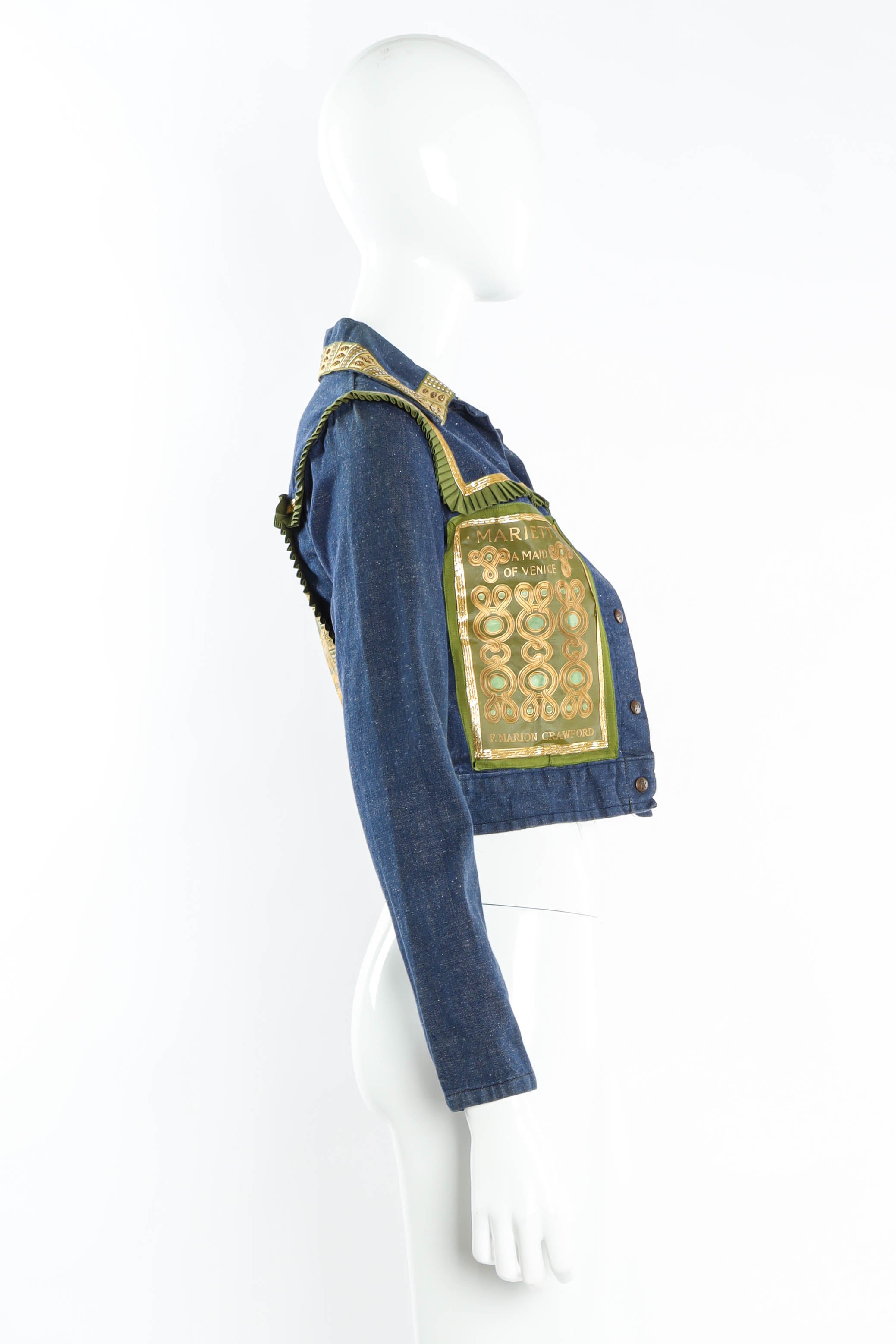 Vintage Helen Neufeld Bookjackets Key to Life Denim Jacket mannequin side @ Recess Los Angeles