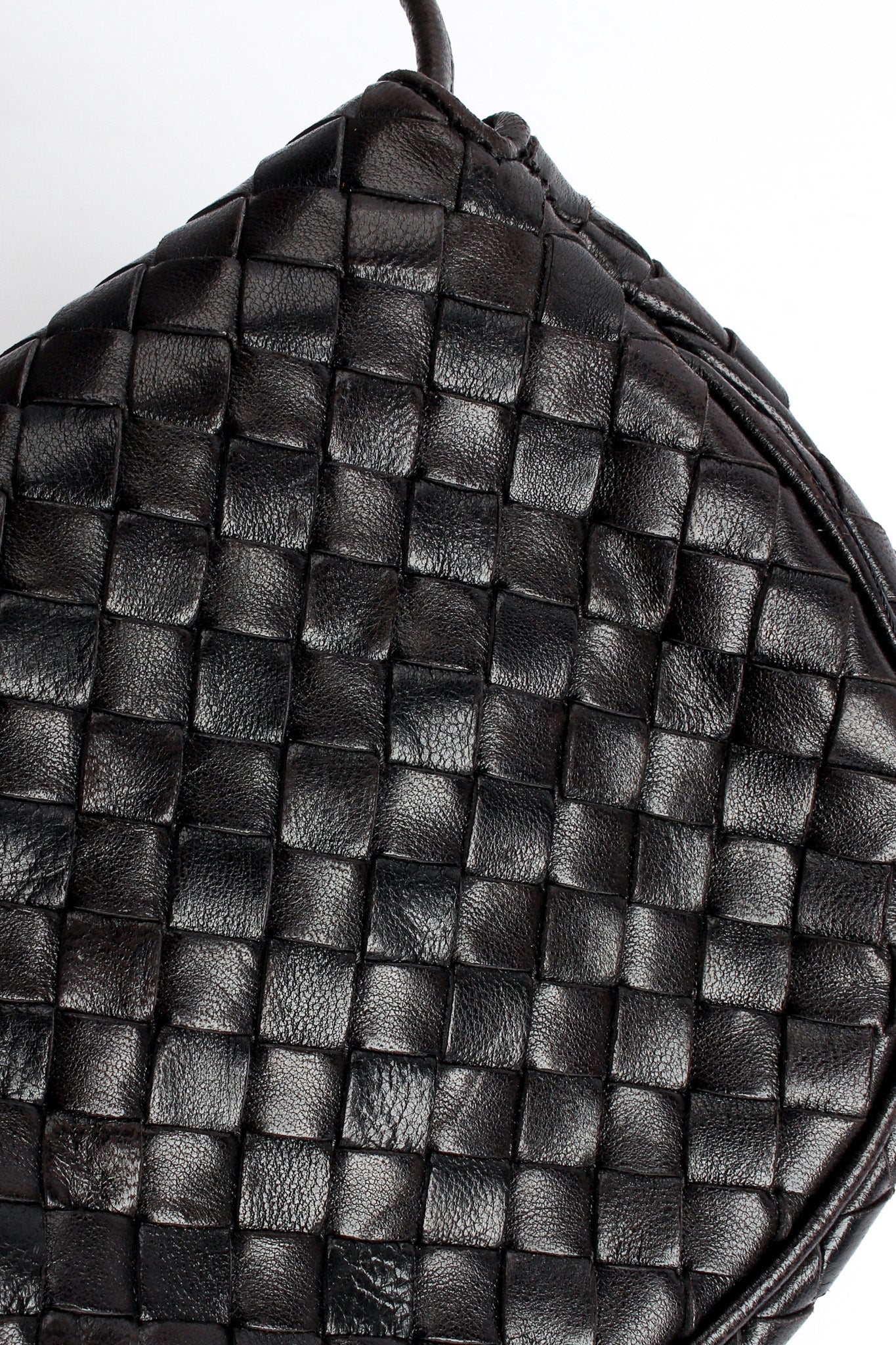Vintage Bottega Veneta Woven Leather Crossbody Mini Bag back woven close @ Recess LA