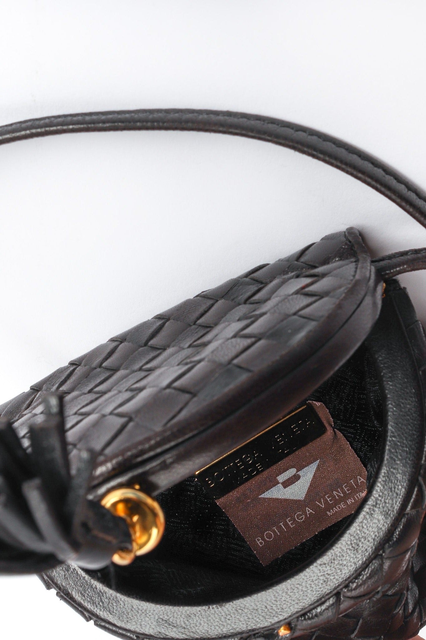 Vintage Bottega Veneta Woven Leather Crossbody Mini Bag signed @ Recess LA