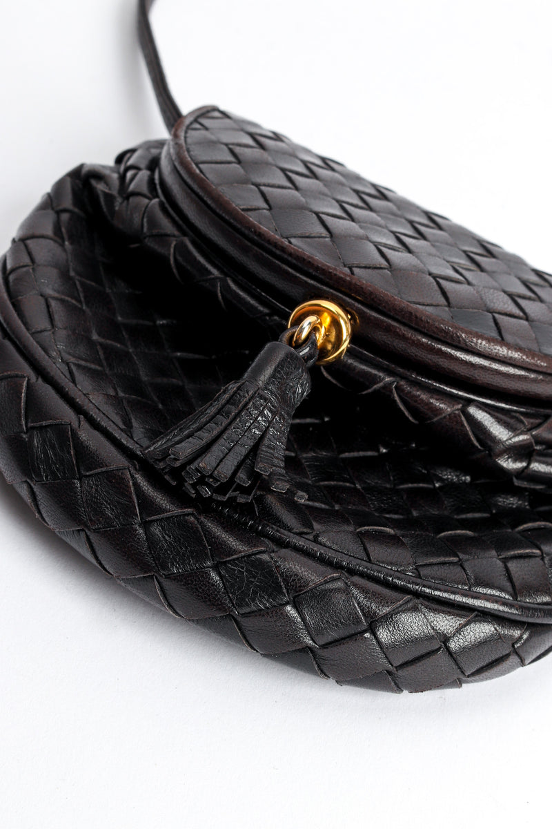 Bottega Veneta Vintage Black Intrecciato Woven Leather Kisslock