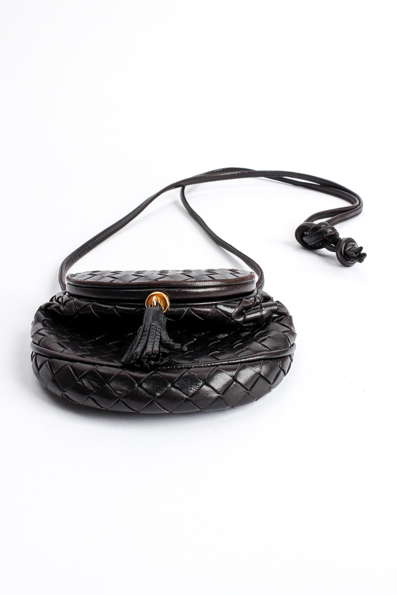 Vintage Bottega Veneta Woven Leather Crossbody Mini Bag bottom base @ Recess LA