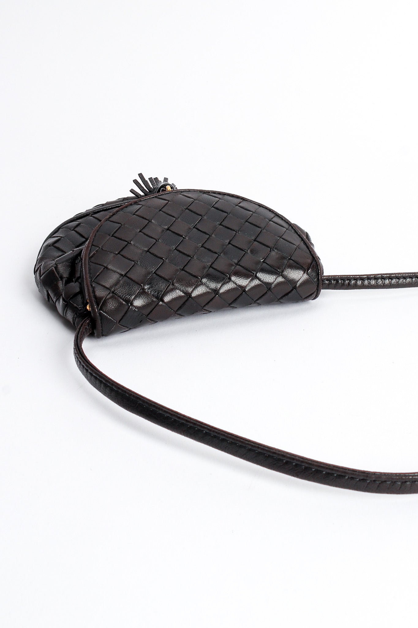 Vintage Bottega Veneta Woven Leather Crossbody Mini Bag top flap @ Recess LA