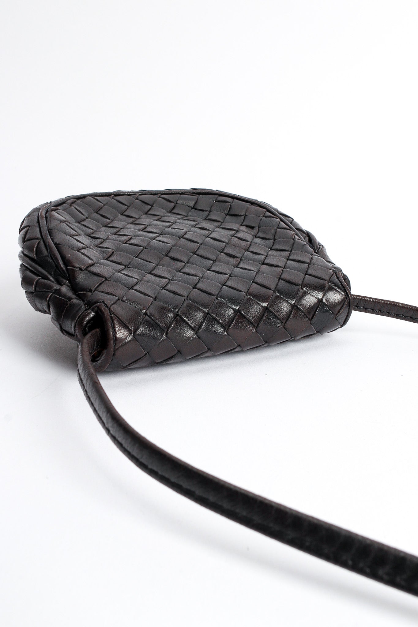 Vintage Bottega Veneta Woven Leather Crossbody Mini Bag top back @ Recess LA