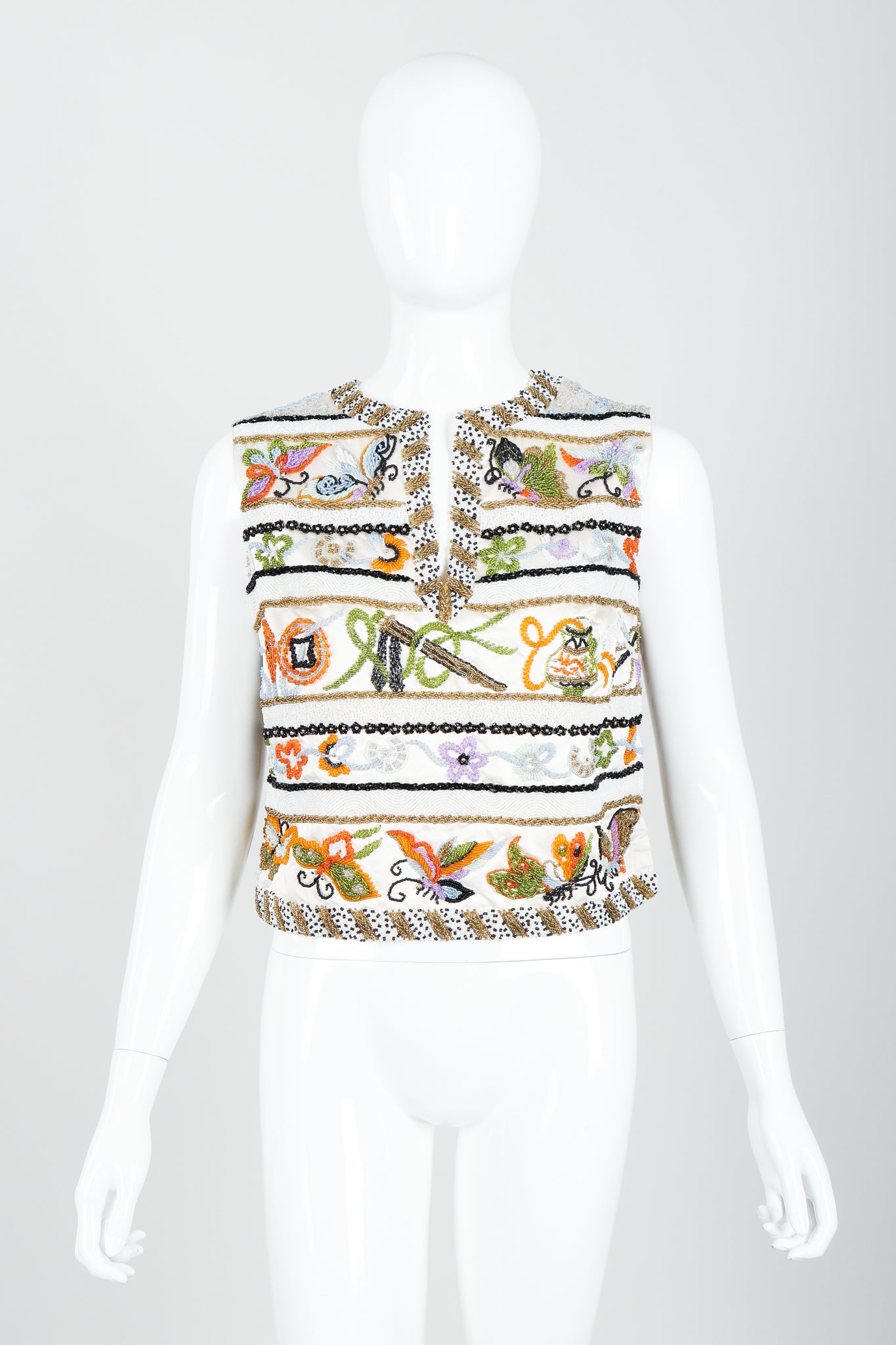 Vintage Boutique by Jo Ro Imports Beaded Butterfly Top on Mannequin front at Recess