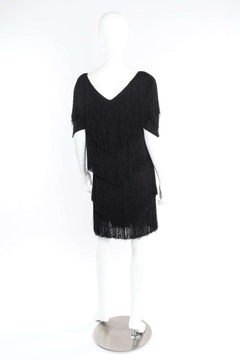 Brenda Fringe yarn fringe tiered dress on mannequin @recessla