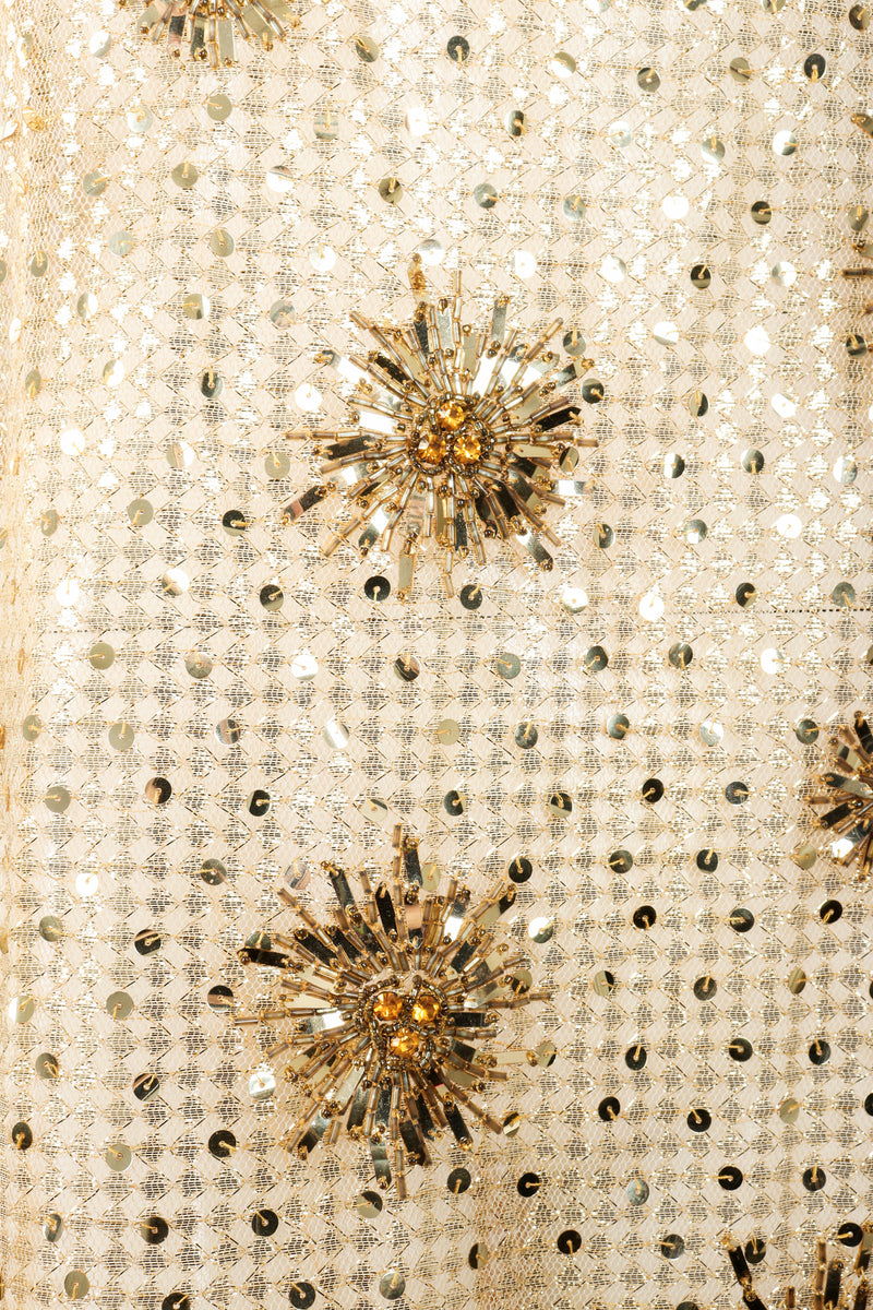 Vintage British Crown Colony Beaded Sunburst Swing Dress bead detail at Recess LA