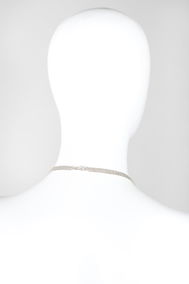 Recess Los Angeles Vintage Unsigned Swarovski A/B Crystal Carved Collar Resin Necklace
