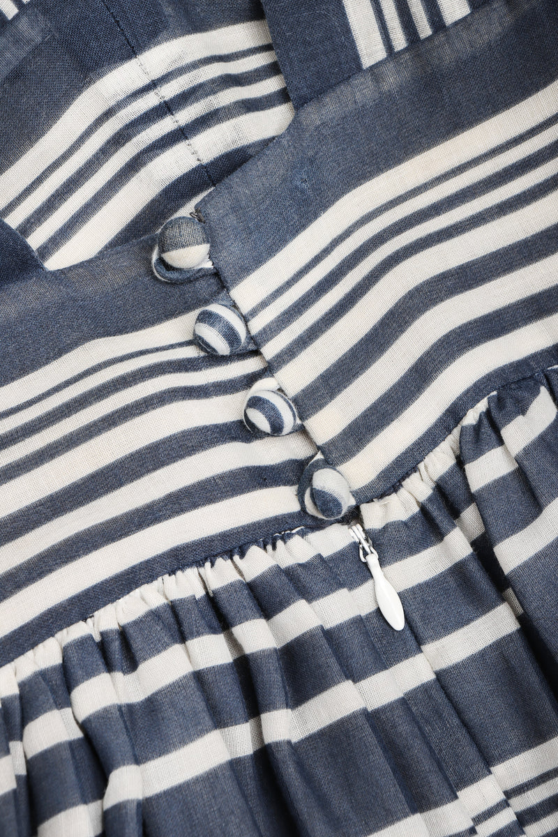 Recess Los Angeles Vintage Geoffrey Beene Sheer Striped Balloon Sleeve Dress