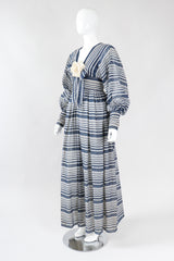 Recess Los Angeles Vintage Geoffrey Beene Sheer Striped Balloon Sleeve Dress
