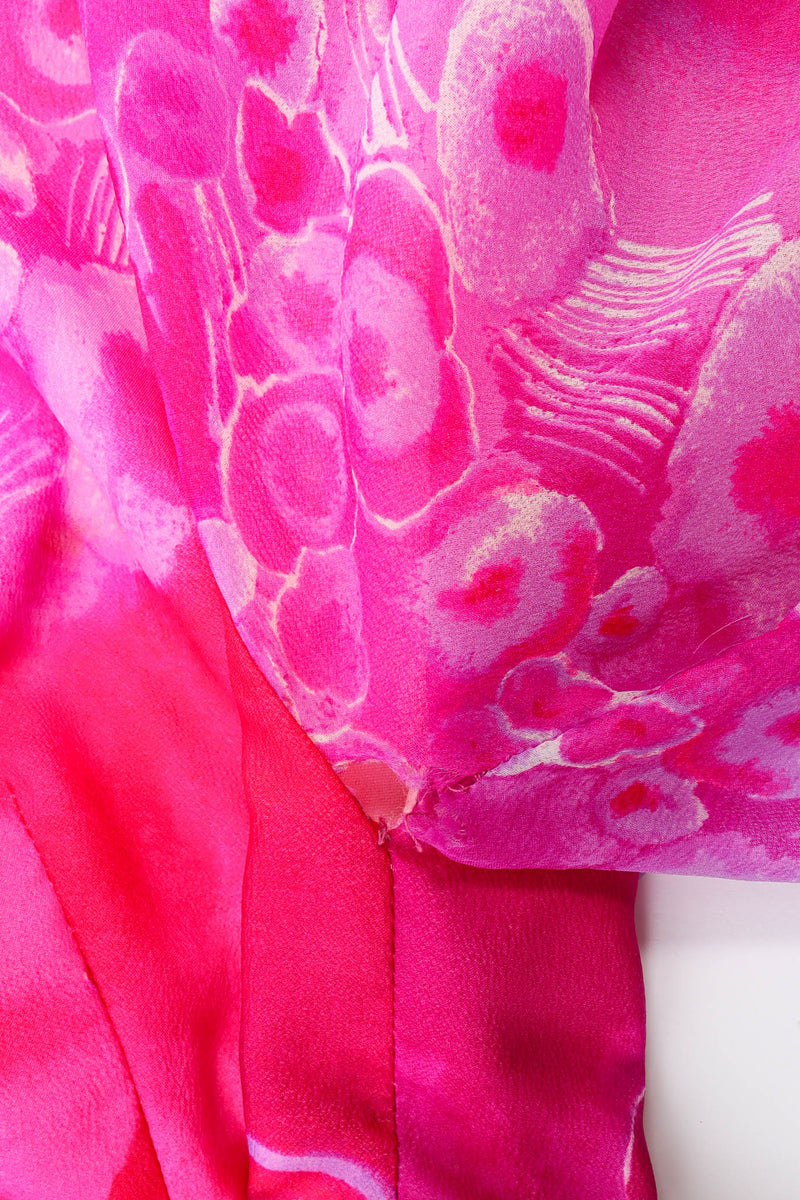 Vintage Bullocks Wilshire Tie-Dye Floral Kimono Dress L arm seam hole @ Recess Los Angeles