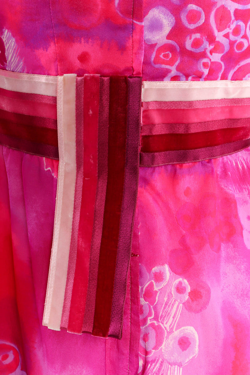 Vintage Bullocks Wilshire Tie-Dye Floral Kimono Dress back velvet sash @ Recess Los Angeles