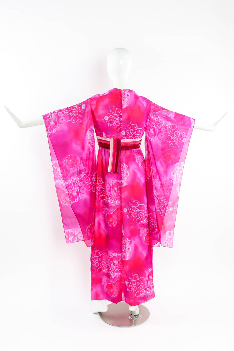Vintage Bullocks Wilshire Tie-Dye Floral Kimono Dress mannequin back arms out @ Recess Los Angeles