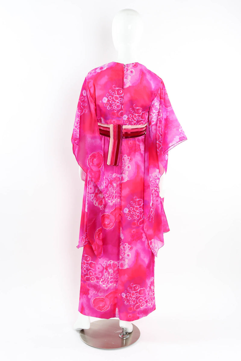 Vintage Bullocks Wilshire Tie-Dye Floral Kimono Dress mannequin back arms down @ Recess Los Angeles