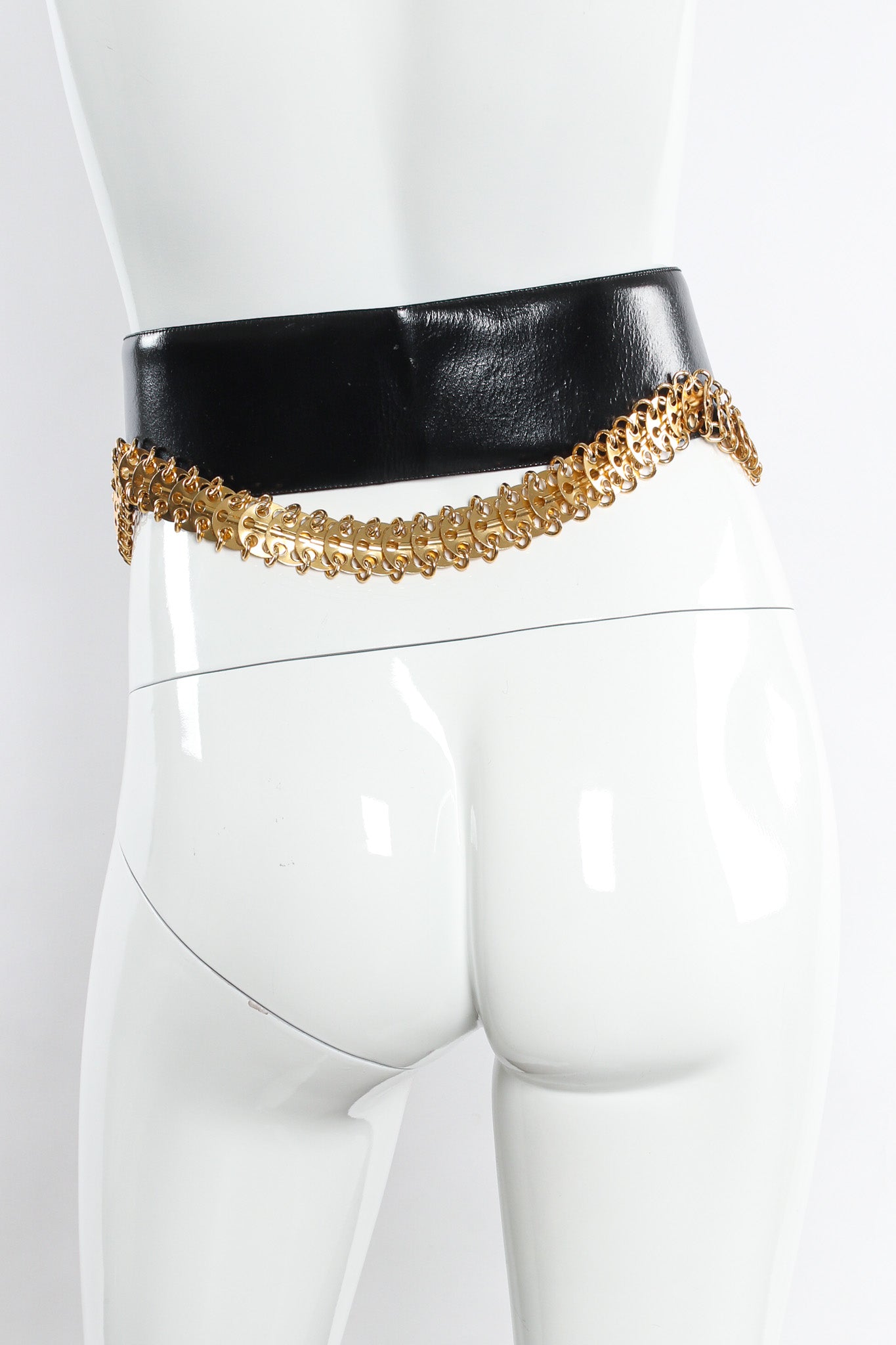 leather belt with spinal chain by Bullocks Wilshire mannequin back @recessla