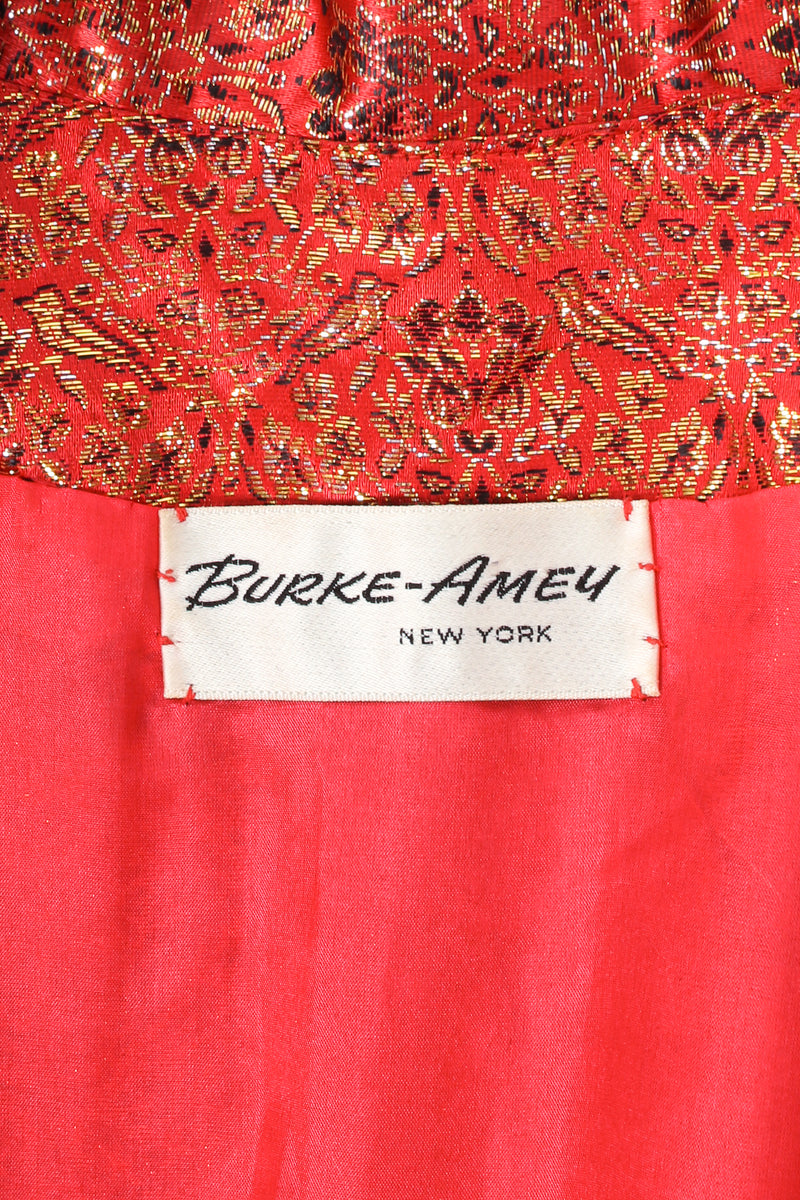 Vintage Burke-Amey Ribbon Brocade Caftan Dress label at Recess Los Angeles