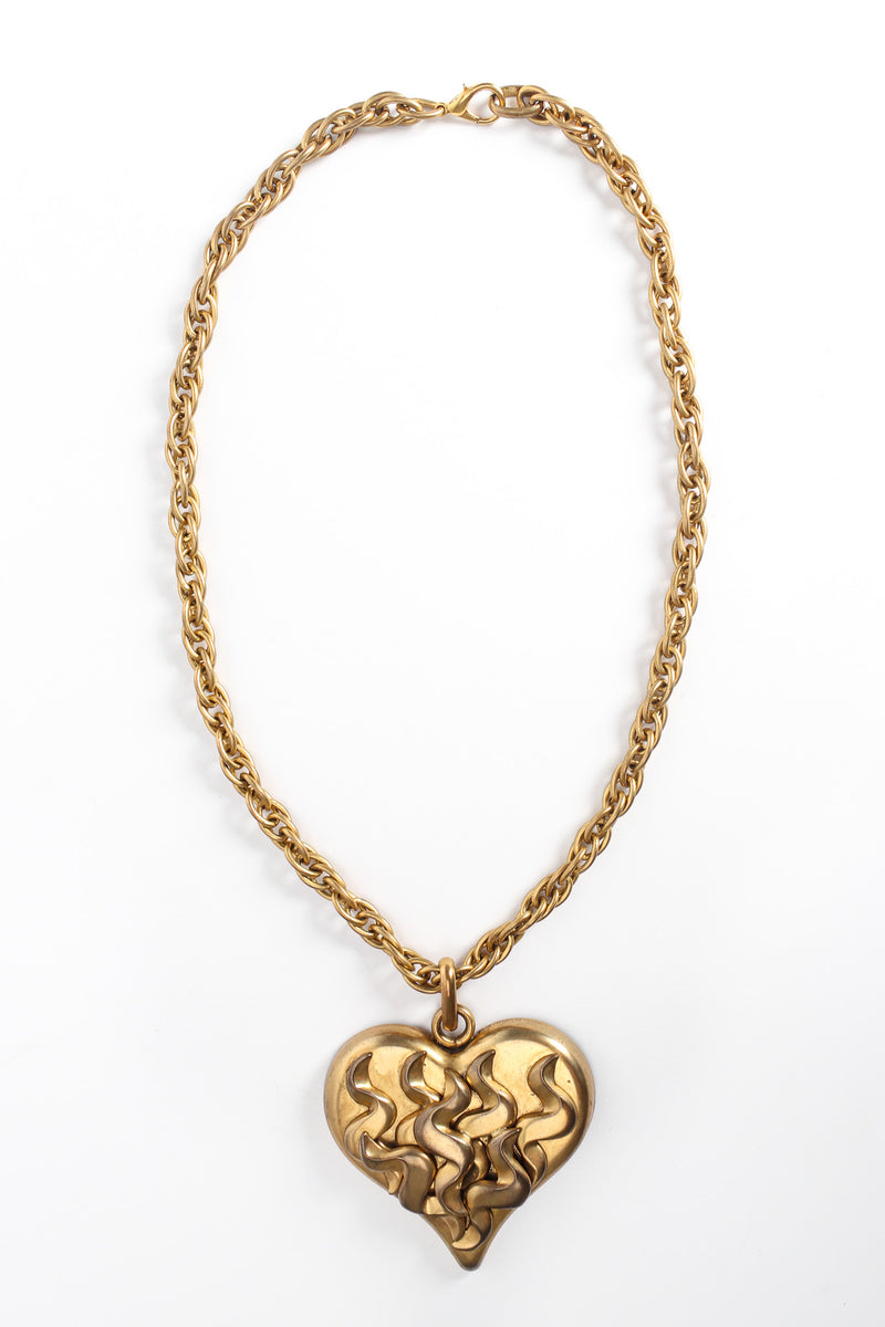 Vintage Butler & Wilson Flaming Love Pendant Necklace clasped front @ Recess LA