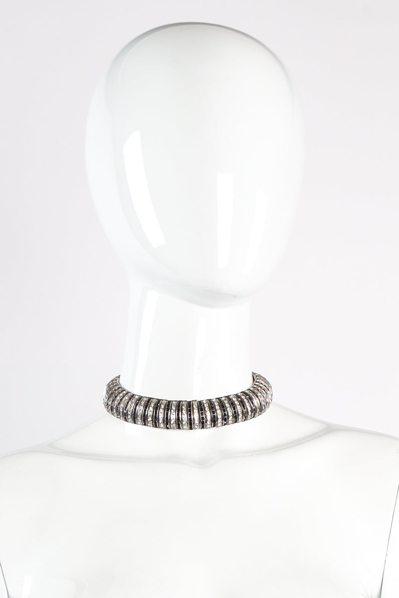 Vintage Butler & Wilson Striped Rhinestone Contour Collar Necklace on mannequin at Recess Los Angeles