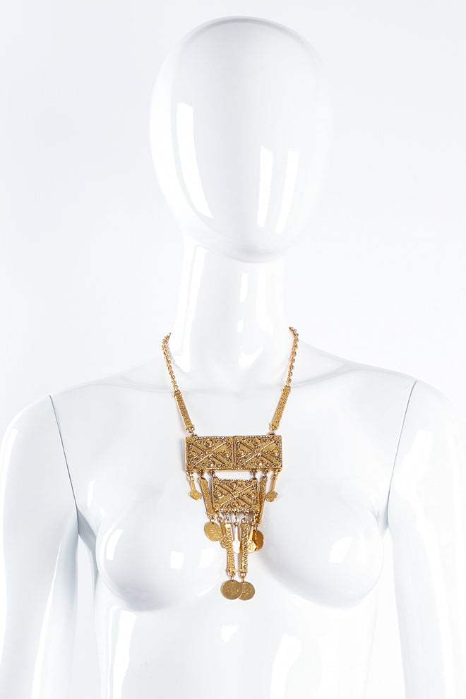 Vintage Byzantine Plate Coin Drop Necklace on mannequin at Recess Los Angeles