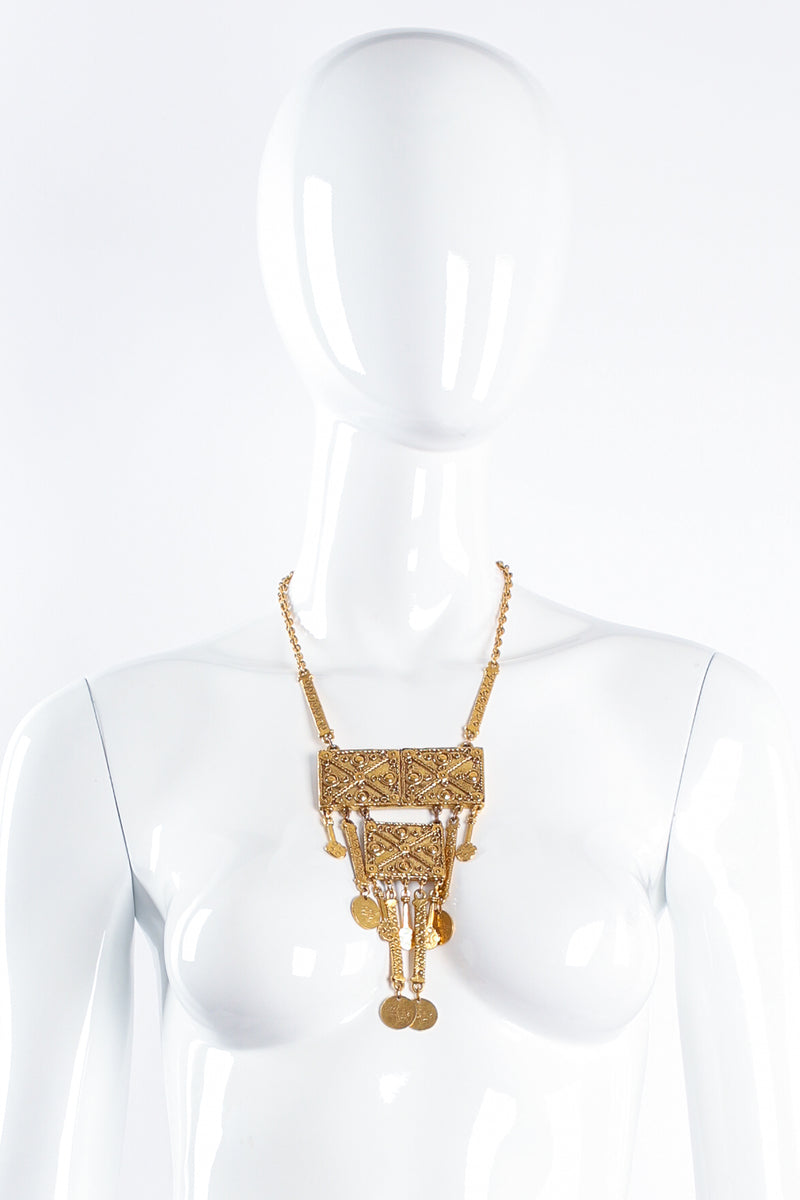 Vintage Byzantine Plate Coin Drop Necklace on mannequin at Recess Los Angeles