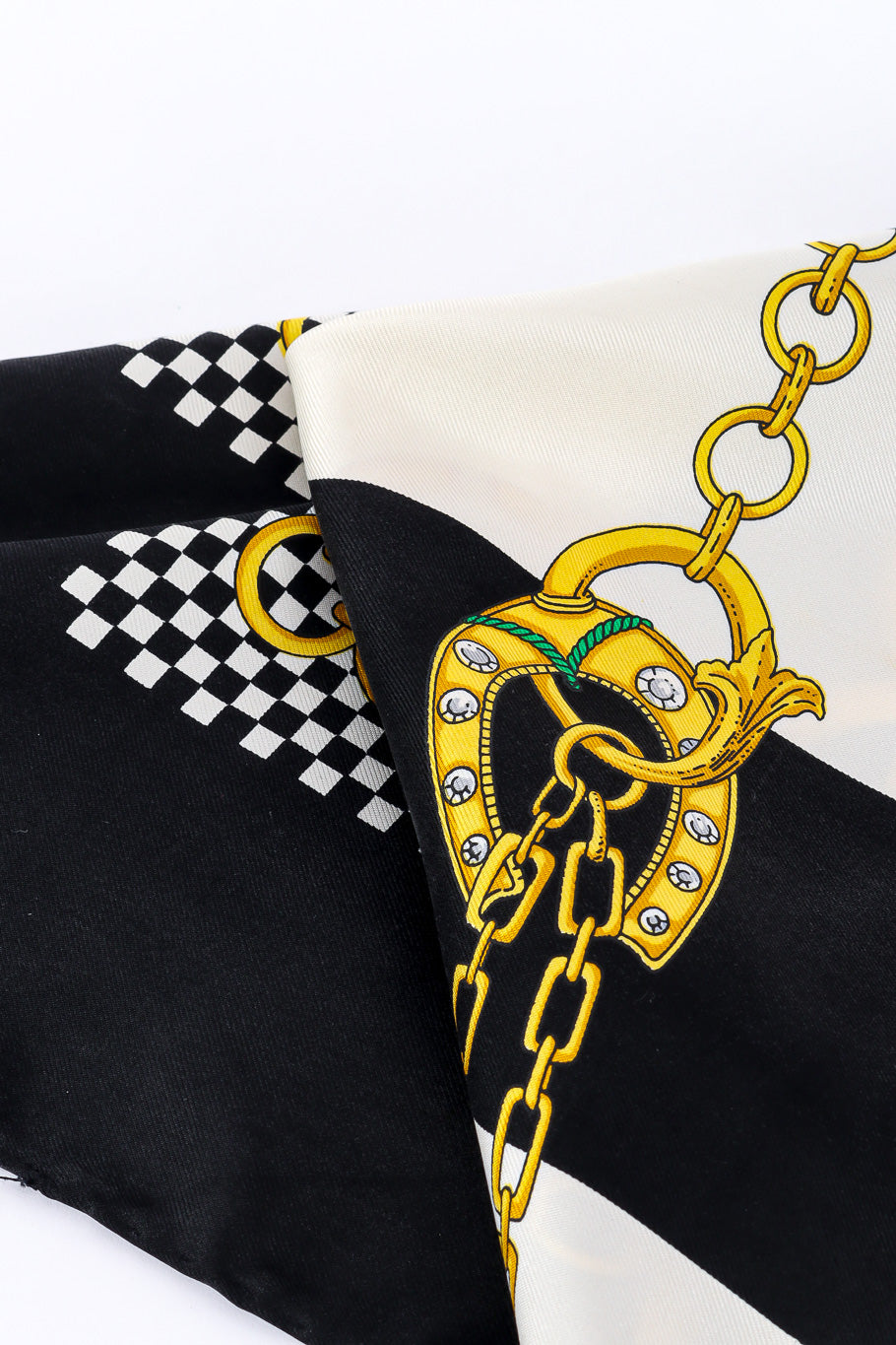 Equestrian chain graphic scarf by Celine photo of graphic details. @recessla