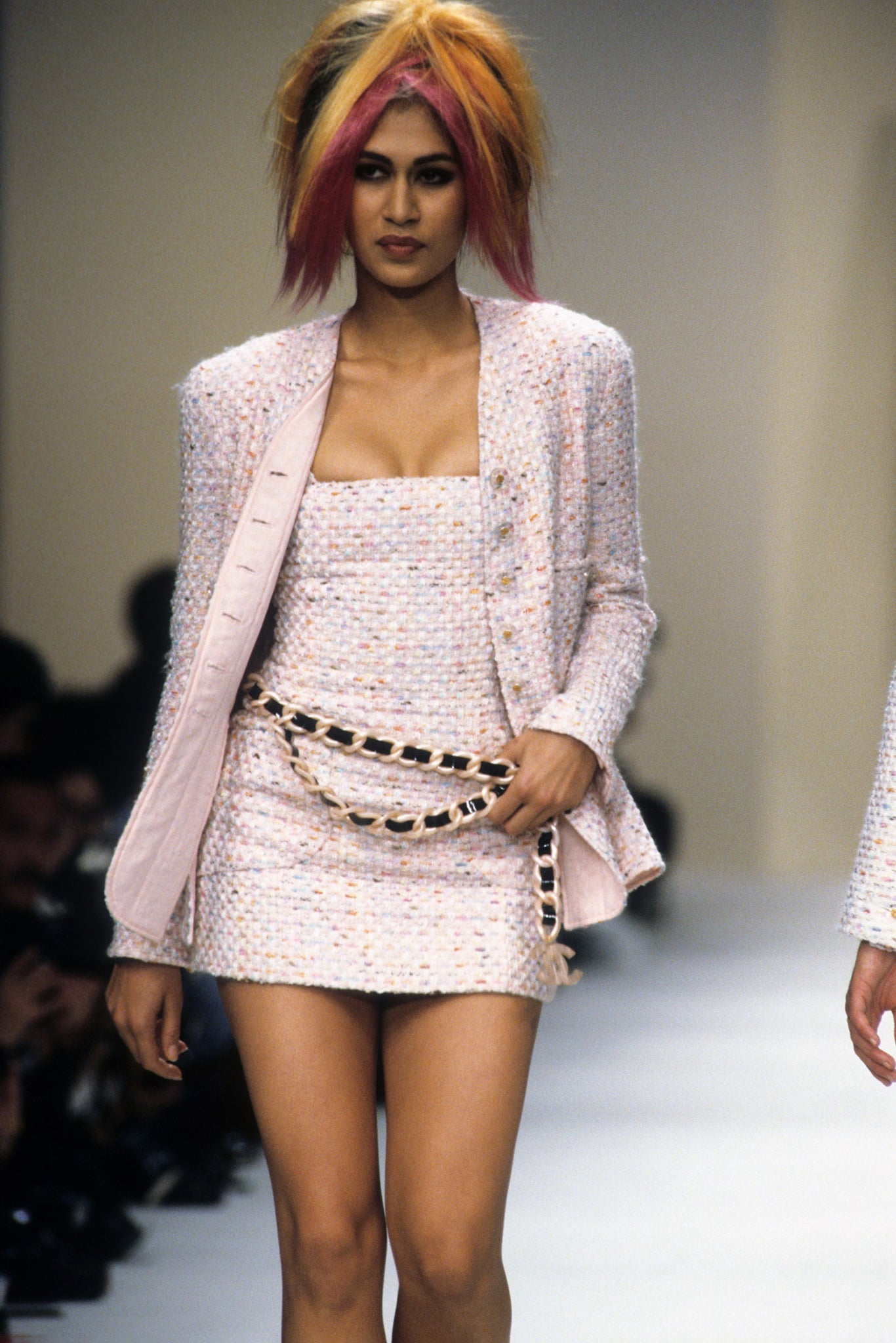 1994 S/S Bouclé Tweed Vent Jacket & Skirt Set