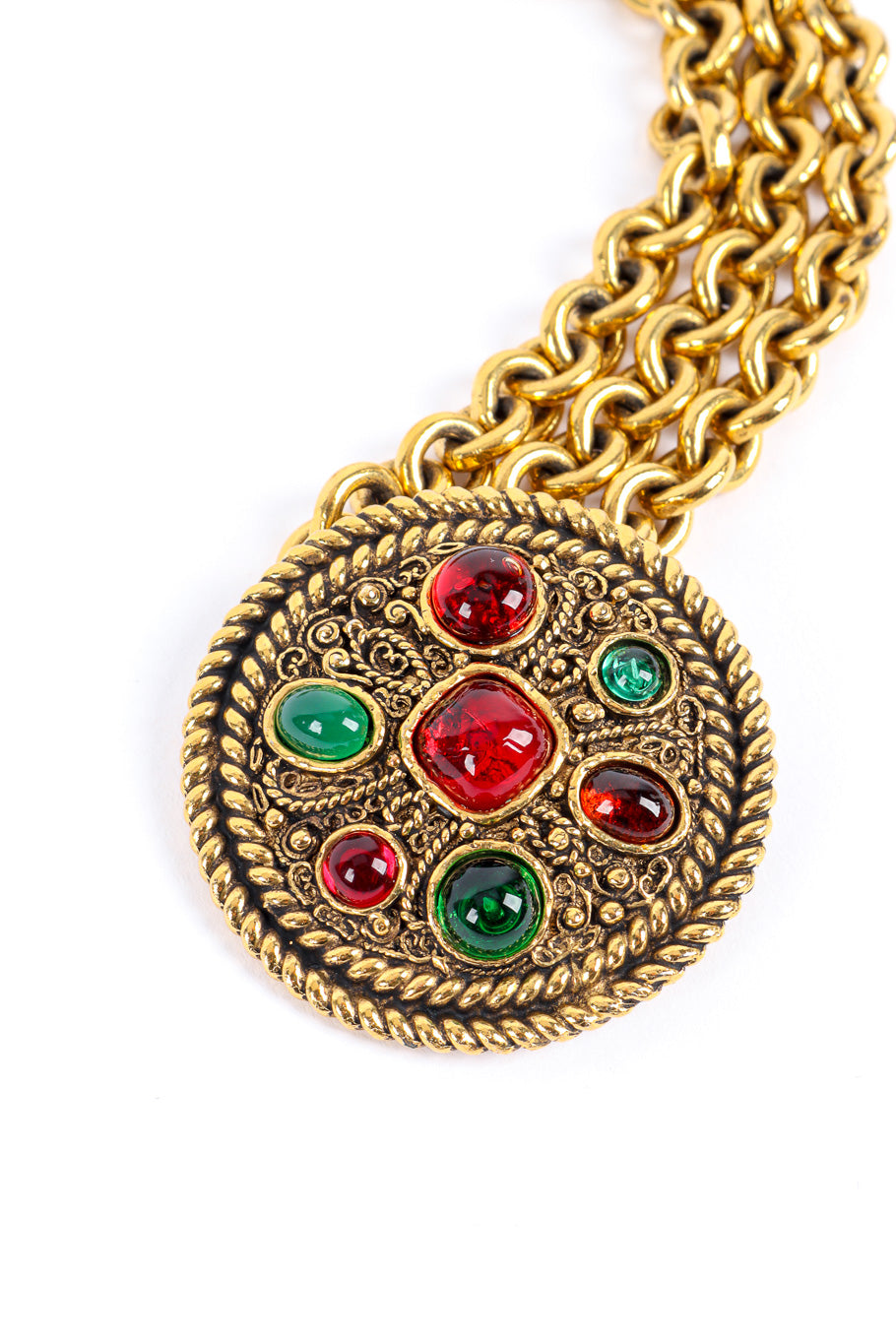 Medallion chain drop belt by Chanel medallion close  @recessla