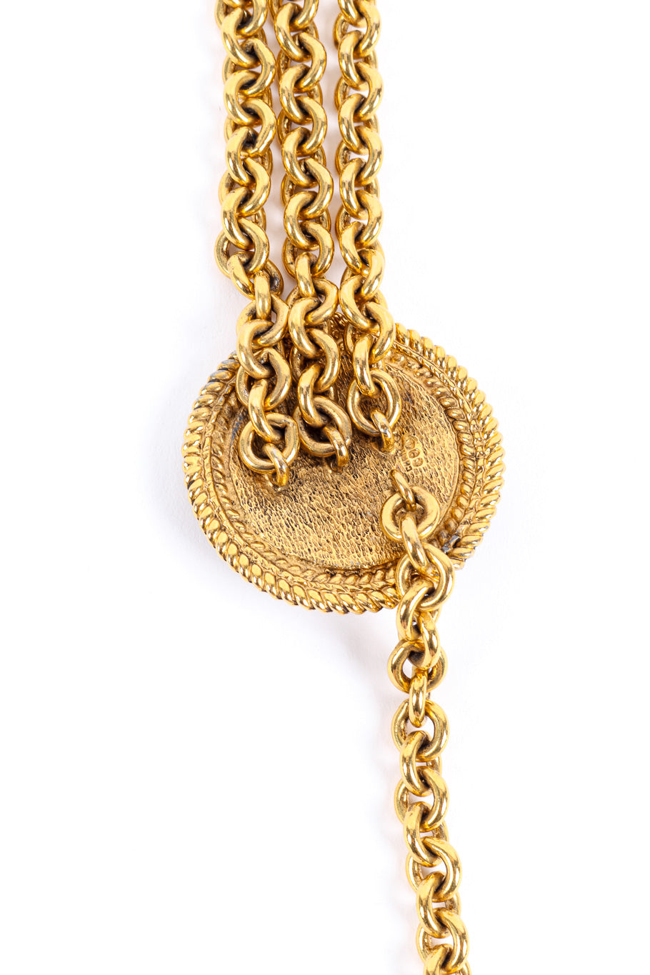 Medallion chain drop belt by Chanel inside medallion chain  @recessla