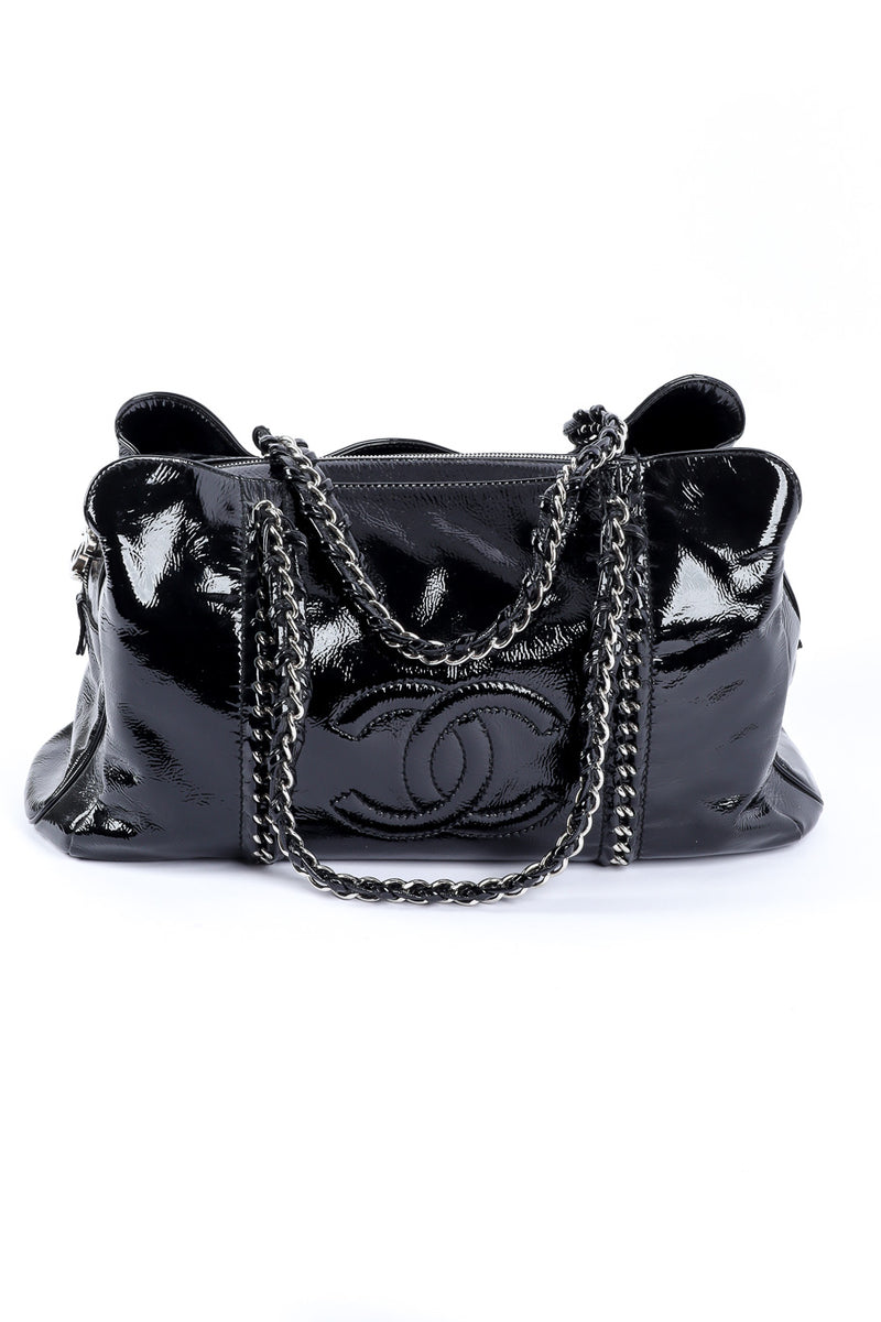 CHANEL - CC Ligne Flap Large Bag Black / Silver Caviar Leather