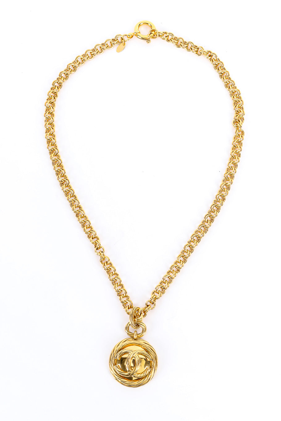 Vintage Chanel Mirror CC Pendant Chain Necklace flat lay @recessla