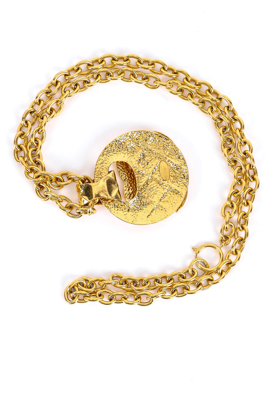 Vintage Chanel Large Quilted CC Doorknocker Necklace back pendant @recessla
