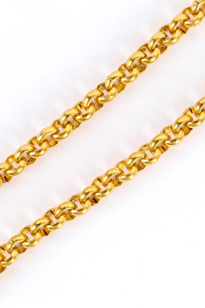 Vintage Chanel Woven CC Logo Pendant Necklace Chain links closeup @recessla