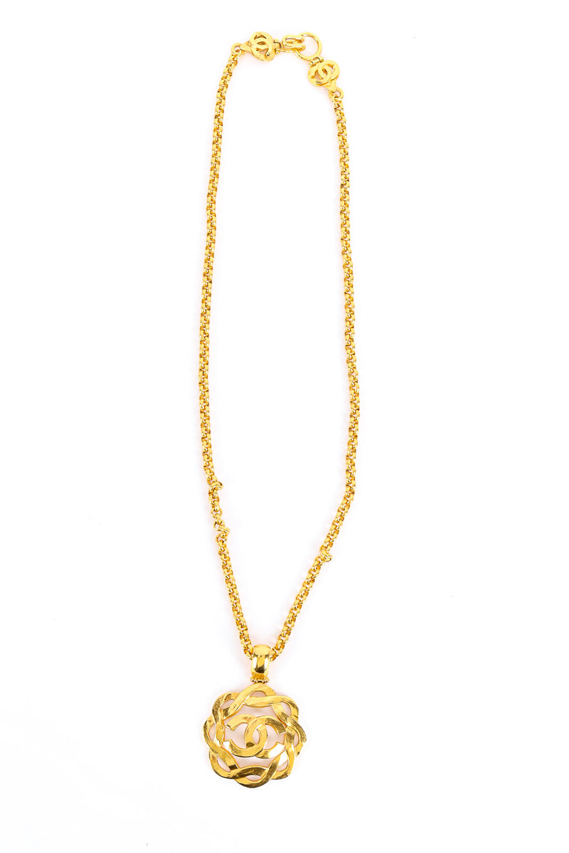 Vintage Chanel Woven CC Logo Pendant Necklace Flat Lay @recessla