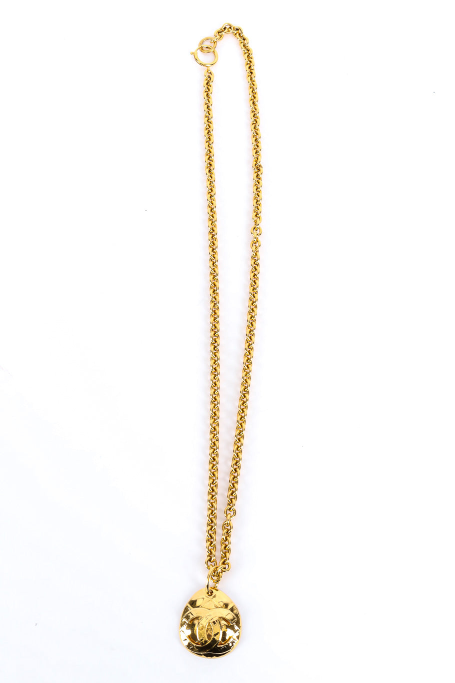 Vintage Chanel Oval CC Pendant Chain Necklace flat lay @recessla